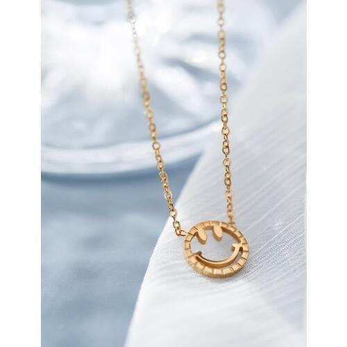 YUN RUO Rose Gold Color Fashion Smiling Face Pendant Necklace Titanium Steel Jewelry Woman Birthday Gift Never Fade Drop Ship