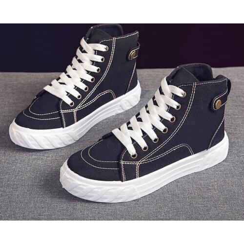 Trainers Women Autumn High Bottom Black Canvas Shoes Joker Of The Spring And Autumn Period And The Sapatos Sandals Boom Sneakers