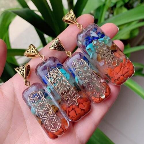 Reiki Healing Chakra Stone Pendulum Amulet Natural Orgone Pendant Necklace Energy Orgonite Crystal Necklace Meditation Balance