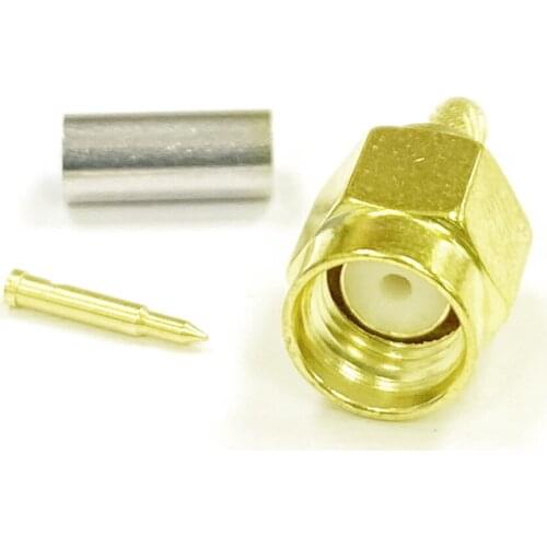 1pc SMA Male Plug RF Coax Modem Connector Crimp for RG316 RG174 LMR100 Cable Straight Goldplated NEW for wireless modem