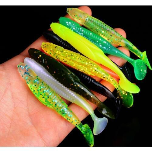 10Pcs 6g 95mm Pesca Artificial Soft Lure Japan Shad Worm Swimbaits Jig Head Fly Fishing Silicon Rubber Fish