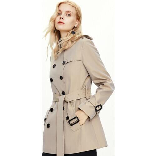 2020 Autumn and Winter New Classic High-End European and American Temperament Slim-Fit Double-breasted Windbreaker Women Trench