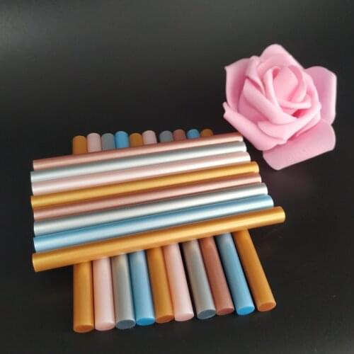 25Pcs Pearl Luster Hot Melt Glue Stick Metal Color Gold & Silver Cherry Blossom Powder Tile Blue Rose Adhesive,Use With Glue Gun