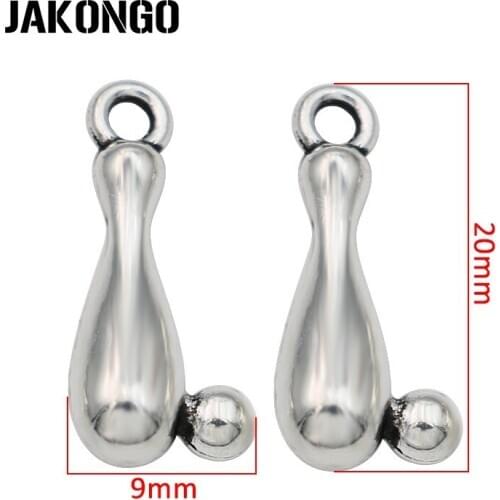 30pcs Tibetan Silver Plated Bowling Charms Pendants for Jewelry Making Bracelet Necklace Accessories DIY Handmade 20x9mm