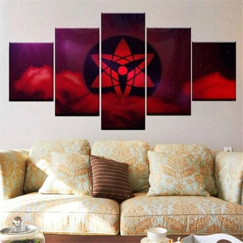 5 Piece Canvas Wall Art Paintings Ninja Dark Moon Logo Modular Pictures Anime Posters Home Decor Modern Living Room Decoration