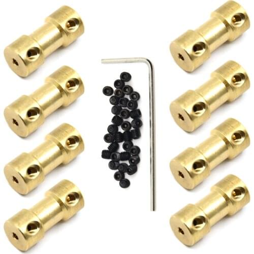 8PCS Brass Connector Copper DIY Motor Flexible Shaft Coupling Joint Connector With Screws for RC Model Cars Boats Shaft