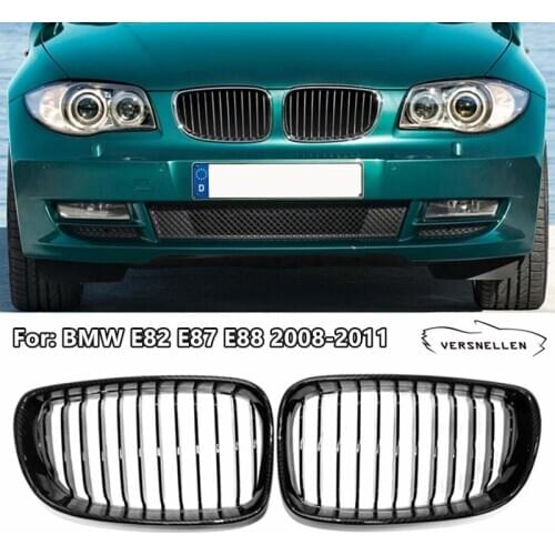 Glossy Black Front Kidney Grille Grill Replacement for BMW E81 E82 E88 120i 128i 130i 135i 2008-2011 Single Slat Sport Grills