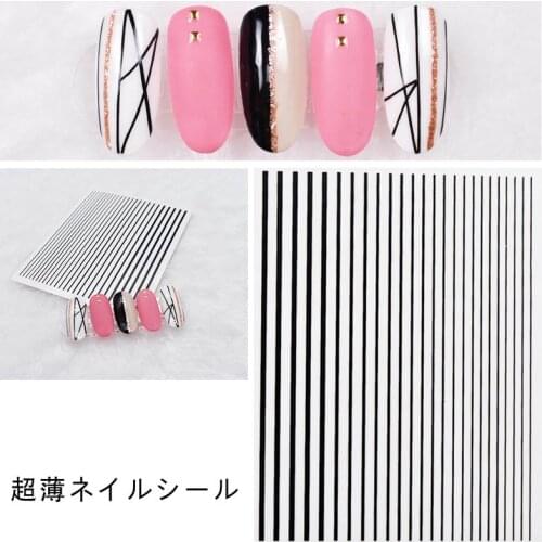 Nail art line strips gold purple black pink nail tip decoration accessories self adhesive slider decal YJ010