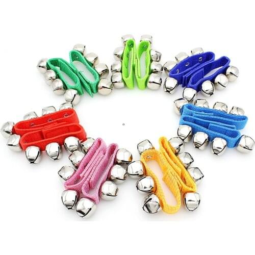M MBAT Jingle Bells Bracelet Wrist Tambourine Fastener Tape Percussion Musical Toy Party Kids Educational Games Instruments