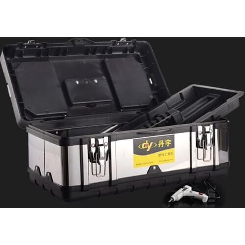 Multifunctional Double Layer Stainless Steel Tool Box Plastic Portable Organizer