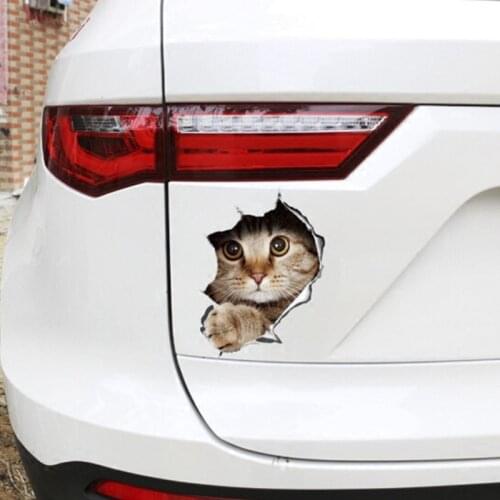 21*15.5cm Fashion Car Stickers 3D Stereo Anime Funny Creative Personality Kitten Dog Simulation Stickers Car Styling Accessories