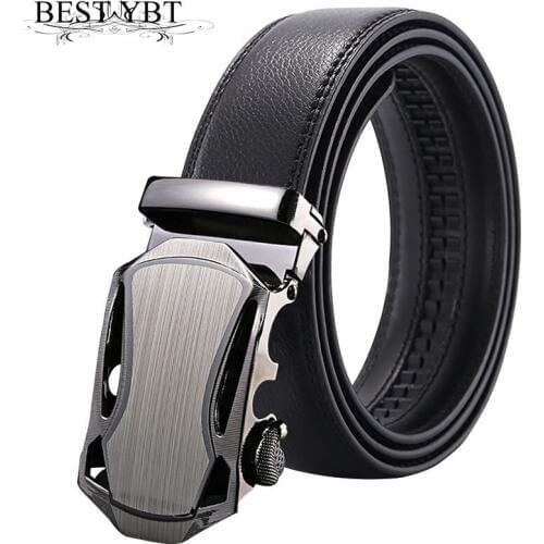 Best YBT Men Imitation Leather Belt Alloy Automatic Buckle Belt Brand High Quality Strap Men Business Casual Belt