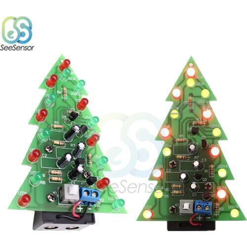 10Pcs Christmas Tree LED DIY Kit Red Green Flash Light LED Flash Circuit Kit Electronic Fun Suite Holiday Decoration