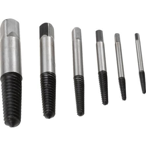 6x 4-25mm Small - Large Screw Extractor Set In Case Broken Stud Bolt Remover