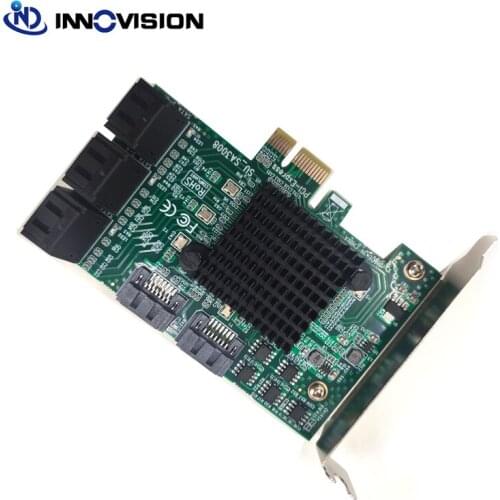 New 8 ports SATA 3.0 to PCIe expansion Card PCIE X1 SATA Adapter Converter with Heat Sink for NAS computer server