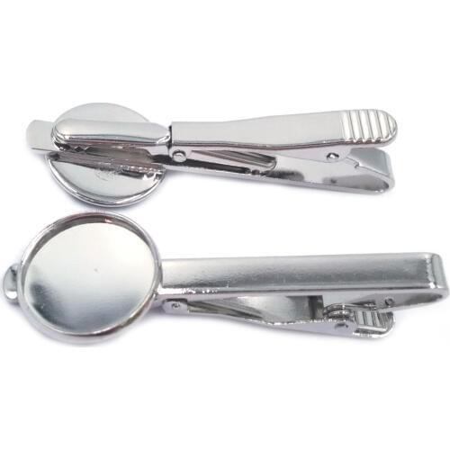 Wholesale Platinum 16mm 18mm 20mm Bezel Tie Clip Blank Tie Bar Settings Tie Tack Cabochon Jewelry DIY TB004