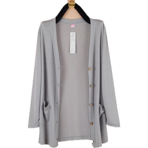 Womens Coat 2020 New Spring Knitting Jacket V-neck Solid Color Single-breasted Thin Coat Summer Sun Protection Clothing Shawl