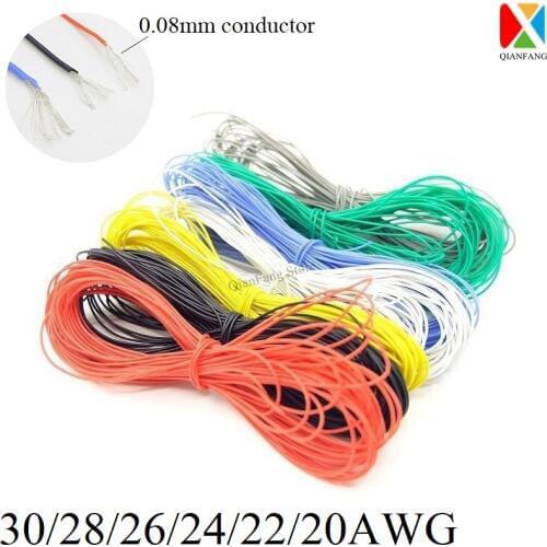 1M Wire Cable Super Soft Silicone Insulated 30 28 26 24 22 20 18 AWG High Temperature Flexible Electronic Lighting Copper Wire