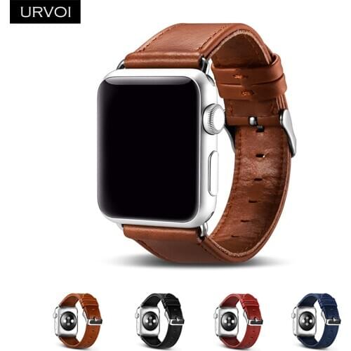 URVOI band for Apple Watch series 6 SE 5 4 3 21 high quality Genuine Swift leather strap for iWatch classic pin buckle Handmade