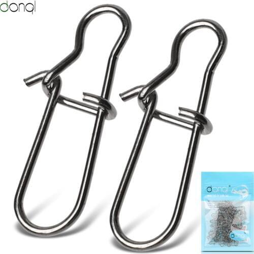 DONQL 20/50/100Pcs Stainless Steel Fishing Snaps Connector Safety Snaps Fishing Hook Line Fast Clip Lock Swivel Solid Connector