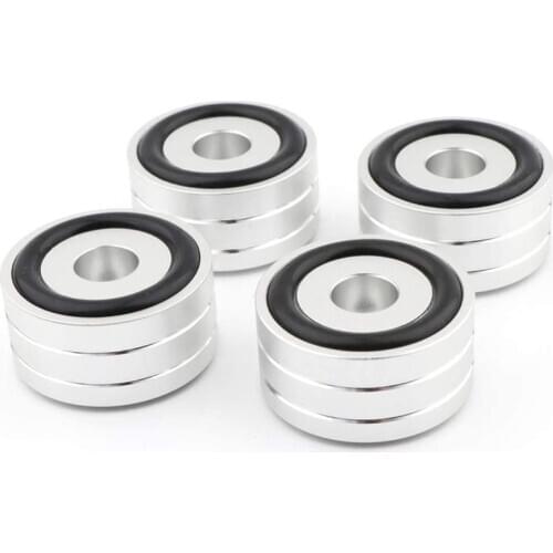 Feet For Turntable Silver Audio Speaker Stand Aluminum HiFi AMP Speaker Isolation Stand Turntable DAC Feet Pad 4Pcs 40X20mm