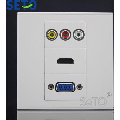 SeTo 86 Type RCA AV Audio + HDMI + VGA Assorted Panel Wall Plate Socket Keystone Faceplate