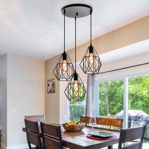 Modern Vintage Chandelier Loft Pendant Light Iron Cage Kitchen Bedroom Living Room Ceiling Lamp Dining Room Furniture 1/3 Heads
