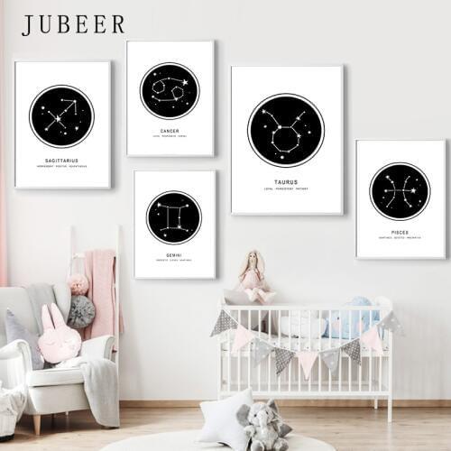 Constellation Canvas Poster Nursery Wall Art Posters and Prints Astrology Sign decorative Picture Minimalist Geometric Painting