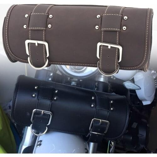 Universal Motorcycle Fork Tool Bags Storage PU Leather Saddlebag Roll Barrel Racing Tail Barrel Storage Front Luggage Bag