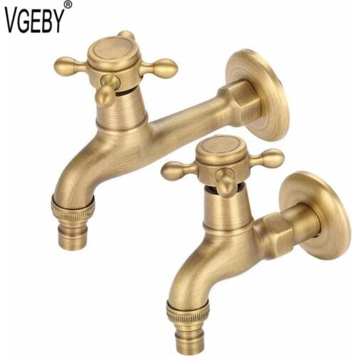 Vintage Brass Single Handle Faucet for Washing Machine Wall Mounted Outdoor Garden Water Tap