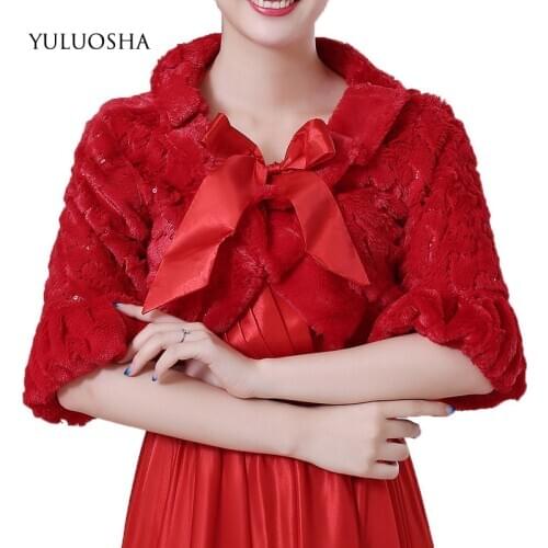 YULUOSHA 2020 Autumn Models Shawl Bride Married Winter White Rabbit Fur Coat Warm Wool Shawl Faux Fur Feather Robe Wedding Cape