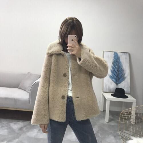 Real Fur Coat Women Vintage Autumn Winter Coat Women Short Korean Oversize Wool Jacket Abrigos Mujer Invierno 2020 YY670