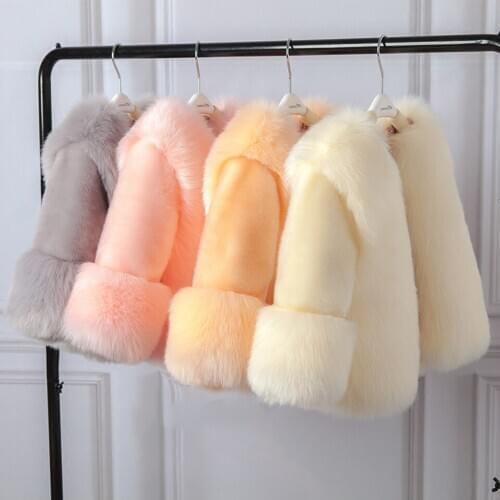 Winter Baby Girls Clothes Faux Fur Thick Girl Coats 5 Colors Warm kids Jacket Age For 2T 3 4 6 8 10 12 Yrs Children Outerwear