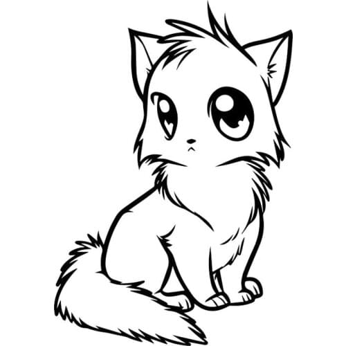 10.3cm*15cm Anime Cat Animal Vinyl Car-Styling Decor Car Sticker Black/Silver S3-6258