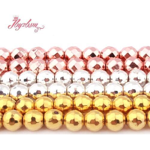 10mm Faceted Round Beads Ball Hematite Natural Stone Beads For DIY Necklace Bracelets Earring Jewelry Making 15" Free Shipping