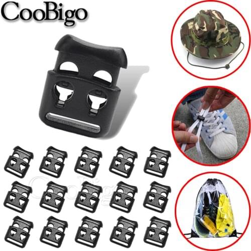 10pcs Plastic Black Cord Locks Stopper Outdoor Running Sport Shoes Buckle For Shoelace Rope Clamp Apparel DIY Accessories