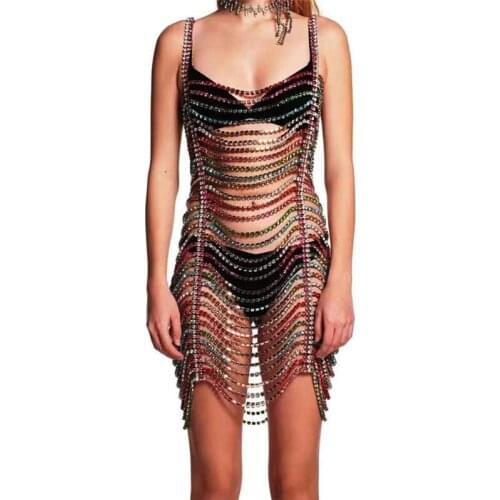 2021 luxury tights shiny crystal one piece suspender sexy underwear chain womens banquet Rhinestone One Piece Bikini dress