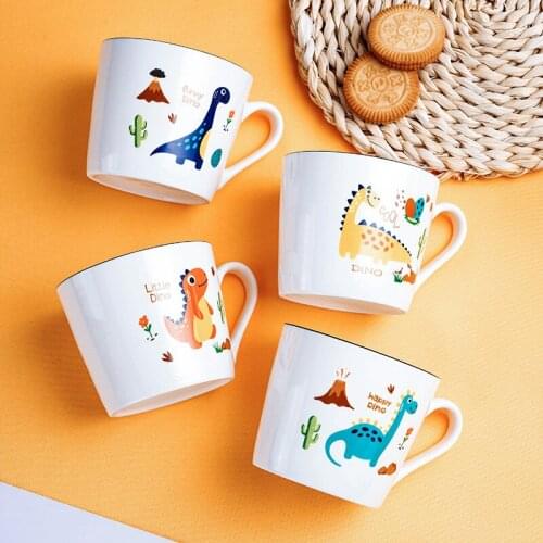 350ml Creative breakfast cup cartoon ceramic mug personality trend drinking coffee cup men womentea cups with stainless lid cute