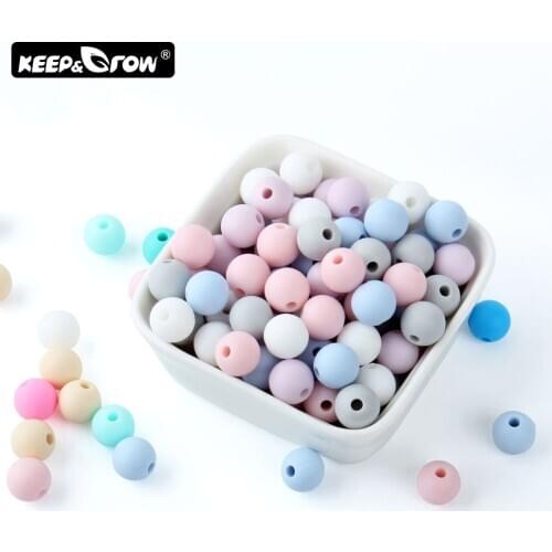 Keep&Grow 500pcs Silicone Beads 9mm Food Grade Baby Teether Bead DIY Jewelry BPA Free Pearl Silicone Teething Toy Pacifier Chain