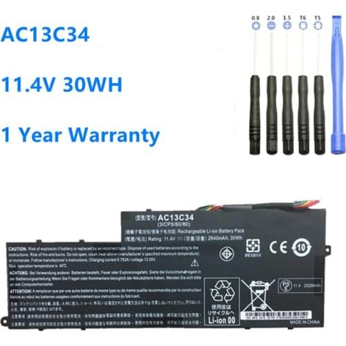 AC13C34 Laptop Battery For Acer Aspire V5-122P V5-132 E3-111 E3-112 ES1-111M MS237 KT.00303.005 AC13C34 11.4V 30WH