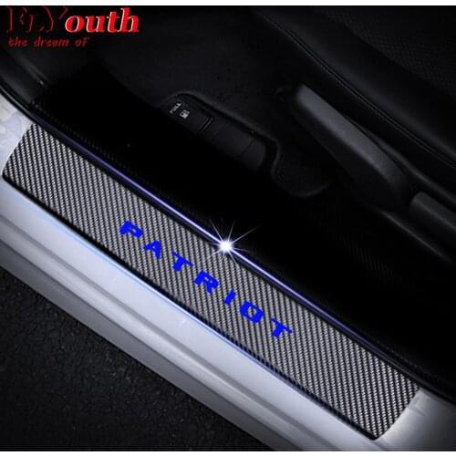 Car Door Sill Scuff Plate For JEEP Patriot Reflective 4D Carbon Fiber Sticker Welcome Pedal Threshold Auto Accessories 4Pcs/set