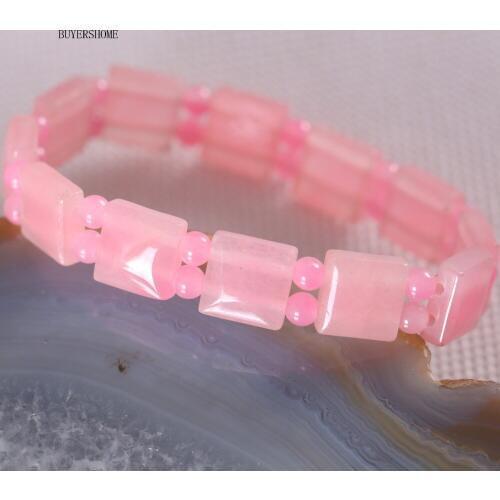 Free Shipping Natural Pink Stone Beads Handmade Jewelry For Women Stretch Bracelet 7" 1Pcs H456