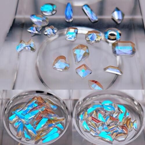 Glitter nail art decorations stickers designe Flat Backs No Hotfix Rhinestones crystals Strass nail jewelry set Crystal