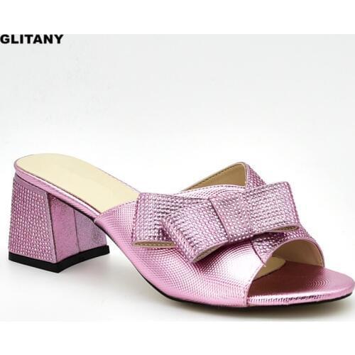High Heels Open Toe Sandals Slip on African Women Party Shoes Decorated with Rhinestone Womens Shoes Heels Elegant Italian Shoes