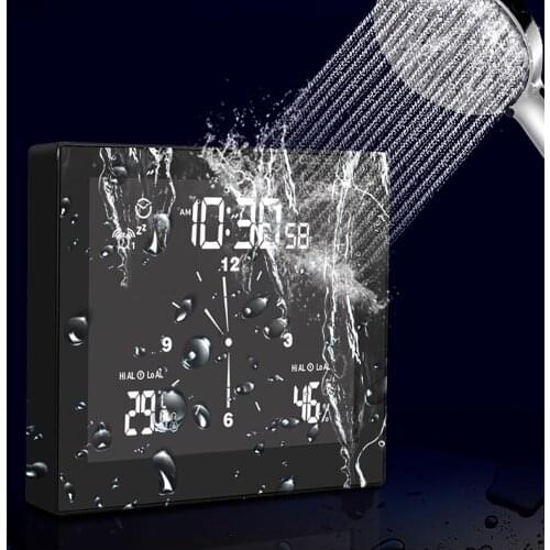 Home Waterproof Digital Bathroom Wall Clock Temperature Humidity Countdown Time Function Wash Shower HangingClock Timer