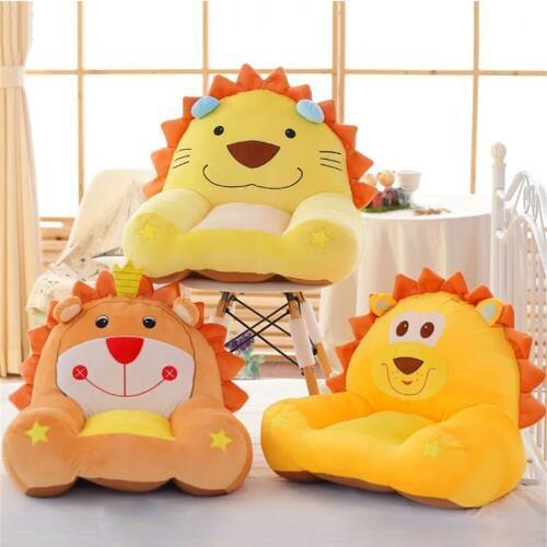 Fancytrader Cartoon Animals Lion Monkey Frog Elephant Horse Dog Plush Chair Cushion Sofa Kids Mini Sofa Doll 55x50cm 8 Models