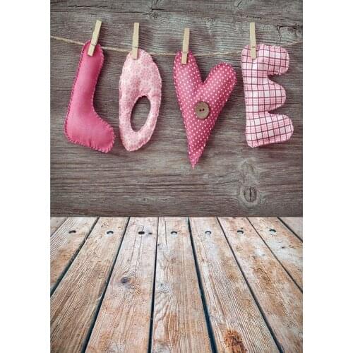 Love Banner Wooden Floor Photography Background For Photograph Accessories Wedding Child Vinyl Cloth Photo Backdrops Photo Shoot
