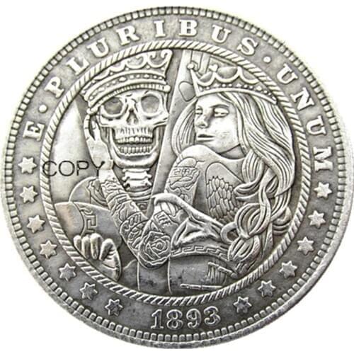 HB(148)US Hobo Morgan Dollar Skull Zombie Skeleton Silver Plated Copy Coins