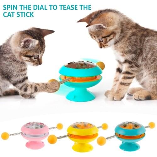 Interactive Cat Toys Windmill Rotating Turntable Teasing Turning Educational Ball Toy Catnip Toy Funny Kitten Stick Pet Supplies