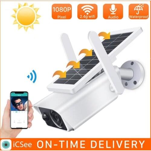 P12S Solar Powered Battery Security Camera PIR 1080P SD Card Slot Intercom Low Power Consumpti Surveillance Wifi Camera